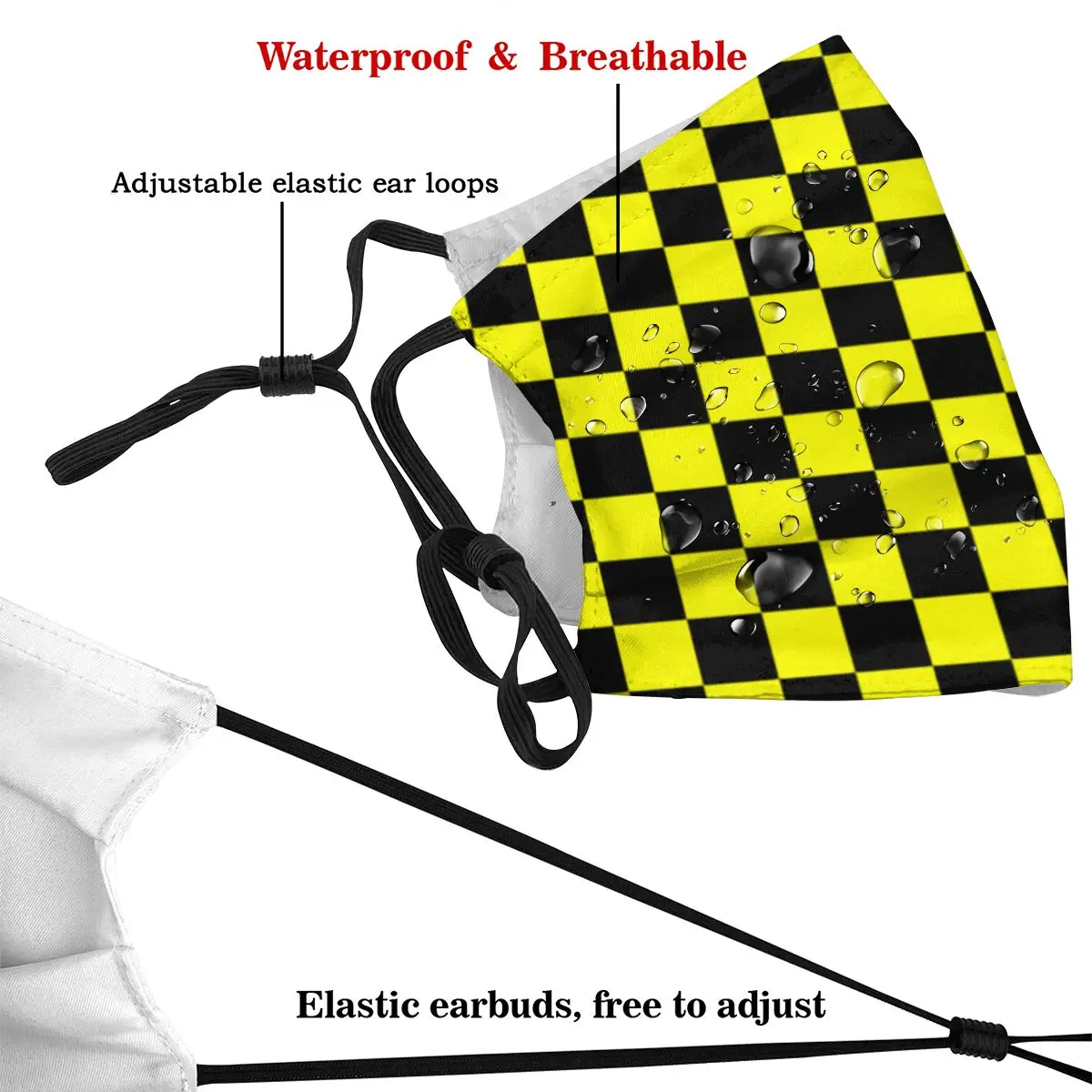 Yellow Black Half Inch Checkerboard Adult's Dust Mask with Filter PM2.5 Activated Carbon Mouth Face Reusable Washable 
Yellow Black Half Inch Checkerboard Adult's Dust Mask with Filter PM2.5 Activated Carbon Mouth Face Reusable Washable
