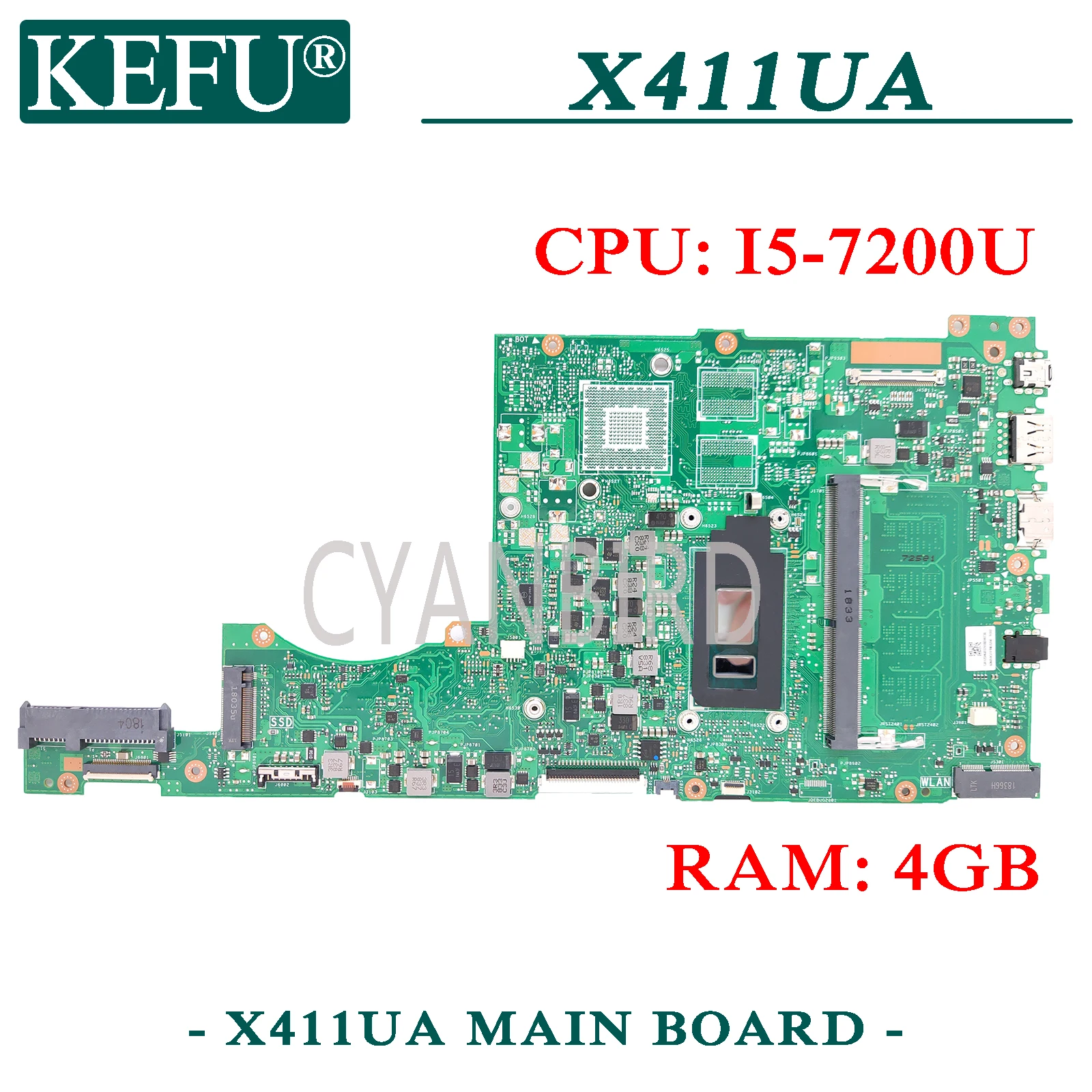 KEFU X411UA original mainboard for ASUS X411UA X411UQ X411U S4100UA S4100UQ S4100U with 4GB-RAM I5-7200U Laptop motherboard
KEFU X411UA original mainboard for ASUS X411UA X411UQ X411U S4100UA S4100UQ S4100U with 4GB-RAM I5-7200U Laptop motherboard