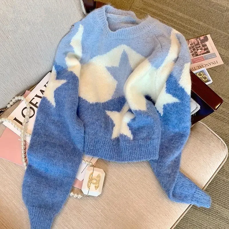 Свитер женский осенне-зимний с круглым вырезом и длинными рукавами
Свитер женский осенне-зимний с круглым вырезом и длинными рукавами