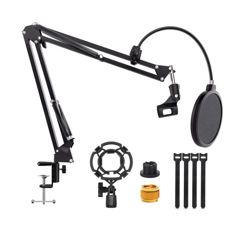 Microphone Boom Arm Stand Adjustable Suspension Scissor Stand with 3/8 to 5/8inch Screw Adapter,for Blue Snowball,Etc
Microphone Boom Arm Stand Adjustable Suspension Scissor Stand with 3/8 to 5/8inch Screw Adapter,for Blue Snowball,Etc