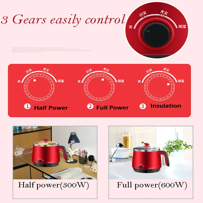 Electric Skillet Stainless Steel Household Safe Pot Cooking Boil Stew Pot 1.5L Capacity Red Color 220V Insulate Electric Caldron
Electric Skillet Stainless Steel Household Safe Pot Cooking Boil Stew Pot 1.5L Capacity Red Color 220V Insulate Electric Caldron