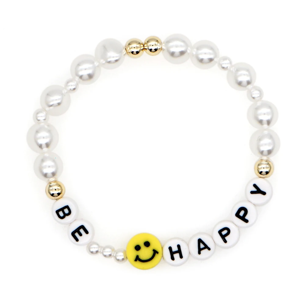 Женские браслеты Go2Boho с надписью BE HAPPY летние пляжные жемчугом и бусинами