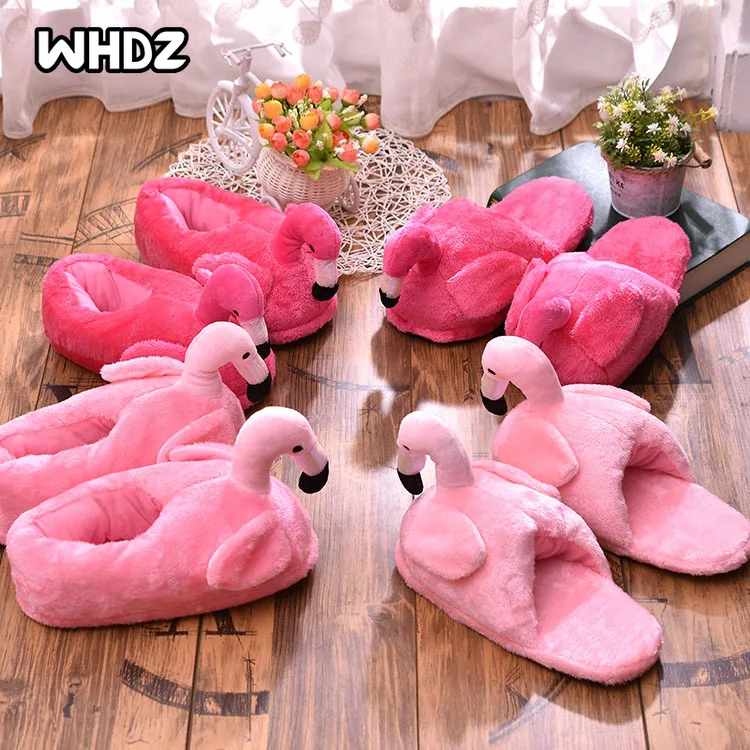 

Winter lovely Home Slippers Shoes Women Flamingo slippers pantuflas unicornio pantoufle femme Warm Cotton Shoes 35-43