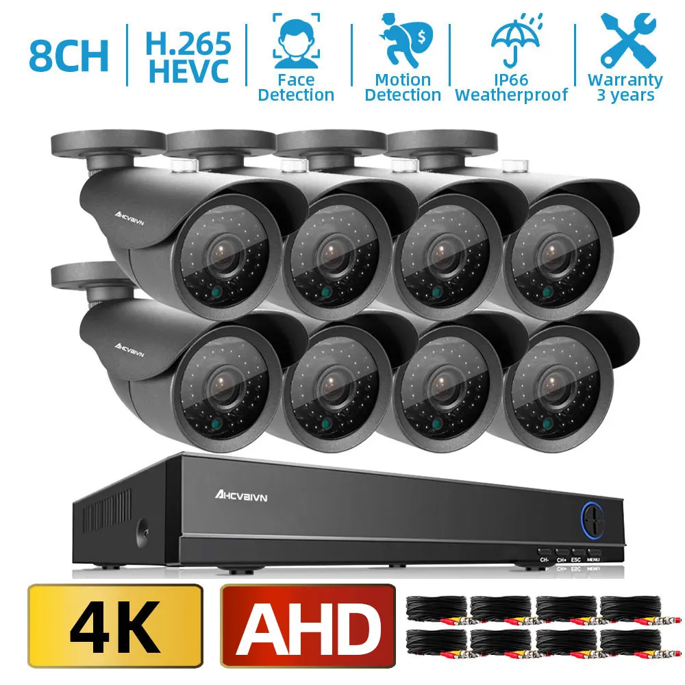 AHCVBIVN 8MP CCTV System 8CH HD-TVI Network DVR with 4/8* 8.0MP HD Outdoor Home Security Face Playback Camera System Kit
AHCVBIVN 8MP CCTV System 8CH HD-TVI Network DVR with 4/8* 8.0MP HD Outdoor Home Security Face Playback Camera System Kit