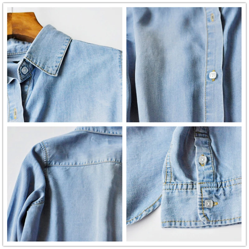 2020 Autumn Tencel Denim Blouse Women Korean Long Sleeve Female Tops And Blouses Vintage Women Shirts Blusas Roupa Feminina Tops
2020 Autumn Tencel Denim Blouse Women Korean Long Sleeve Female Tops And Blouses Vintage Women Shirts Blusas Roupa Feminina Tops