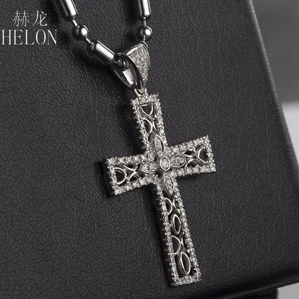 HELON Cross Pendant Solid 10K White Gold Natural Diamond Engagement Wedding Pendant Setting For Female/men Fine Jewelry Pendant
HELON Cross Pendant Solid 10K White Gold Natural Diamond Engagement Wedding Pendant Setting For Female/men Fine Jewelry Pendant