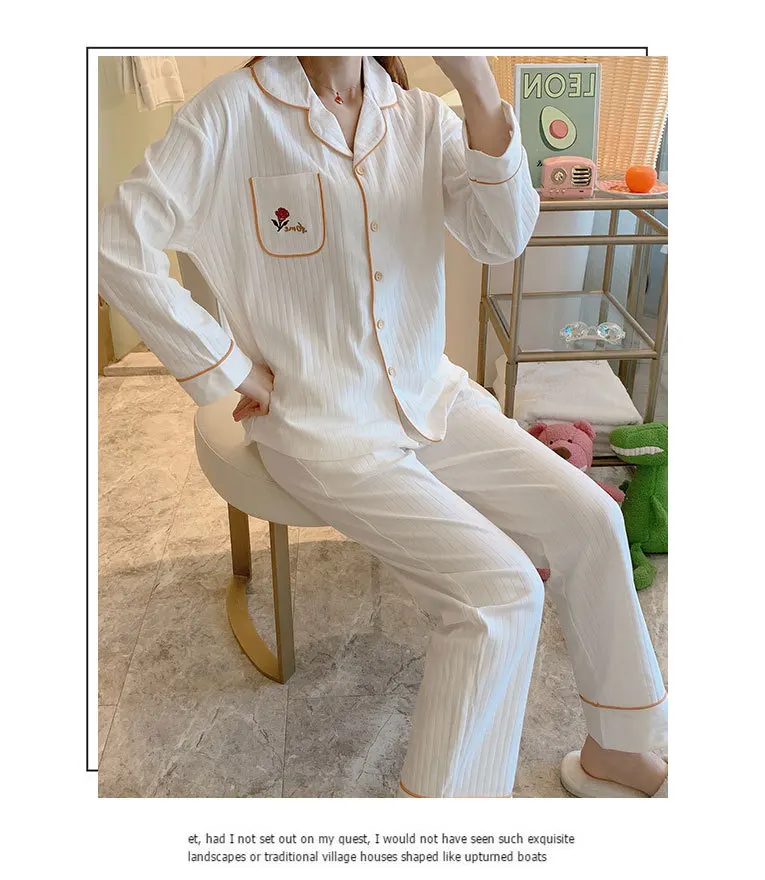 Princess Style Cardigan Lapel Long-sleeved Pajamas for Women Spring and Autumn Pure Cotton Korean Sweet Two-piece Suit Pyjamas
Princess Style Cardigan Lapel Long-sleeved Pajamas for Women Spring and Autumn Pure Cotton Korean Sweet Two-piece Suit Pyjamas