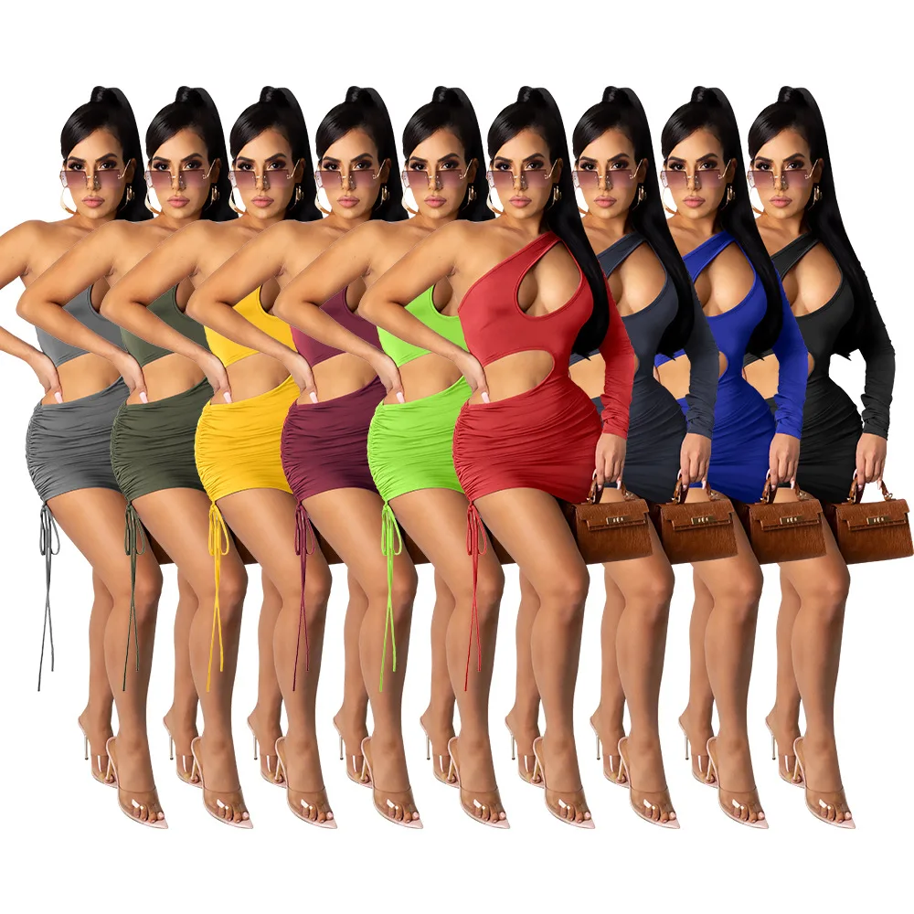 Summer 2021 New Women Sexy Hollow Out One-shoulder Long Sleeve Bodycon Dress Nightclub Vestido De Festa
Summer 2021 New Women Sexy Hollow Out One-shoulder Long Sleeve Bodycon Dress Nightclub Vestido De Festa