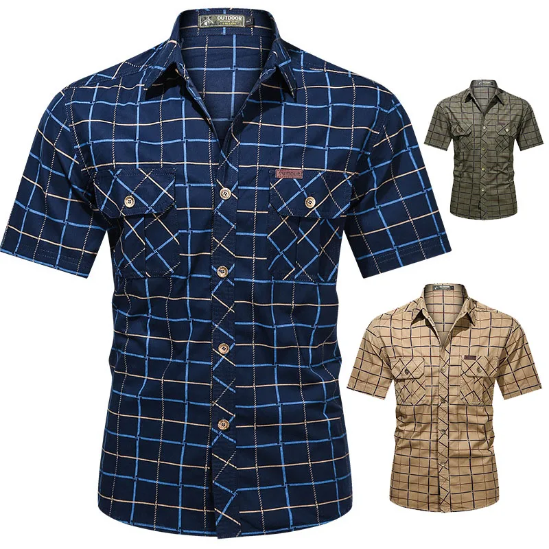 Summer Men Plaid Shirt Breathable Sweat-absorbent Casual Men Short-Sleeve Soft Cotton Loose Fit Turn-down Collar Shirt Plus Size
Summer Men Plaid Shirt Breathable Sweat-absorbent Casual Men Short-Sleeve Soft Cotton Loose Fit Turn-down Collar Shirt Plus Size