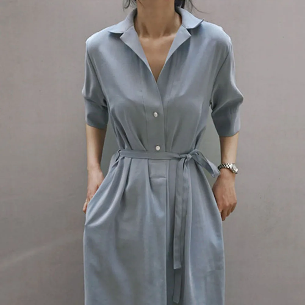 2021 Japanese Style Korean Fashion Casual Solid Color Belt V-neck Summer Women's Dress Summer Loose Casual Hot Sale
2021 Japanese Style Korean Fashion Casual Solid Color Belt V-neck Summer Women's Dress Summer Loose Casual Hot Sale