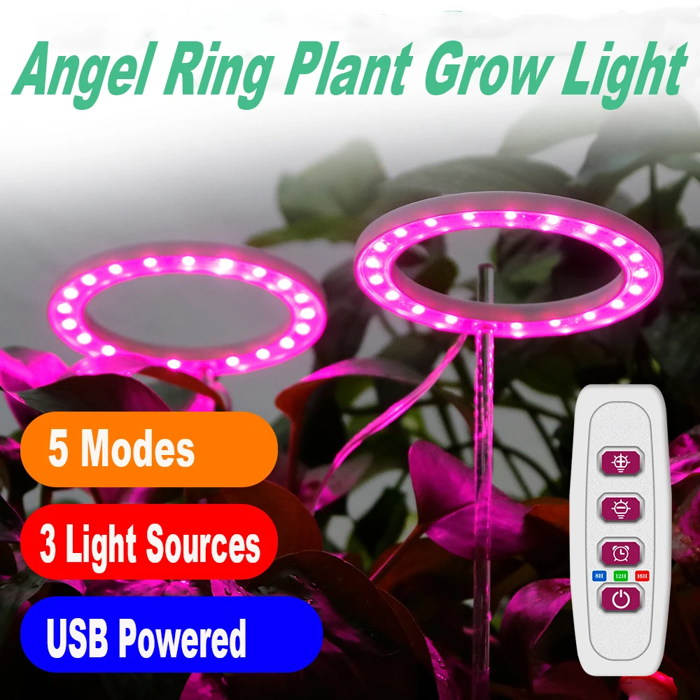 Grow Light DC5V USB Phytolamp For Plants Led Full Spectrum Lamp For Indoor Plant Seedlings Home Flower Succulet Angel Ring Shape
Grow Light DC5V USB Phytolamp For Plants Led Full Spectrum Lamp For Indoor Plant Seedlings Home Flower Succulet Angel Ring Shape
