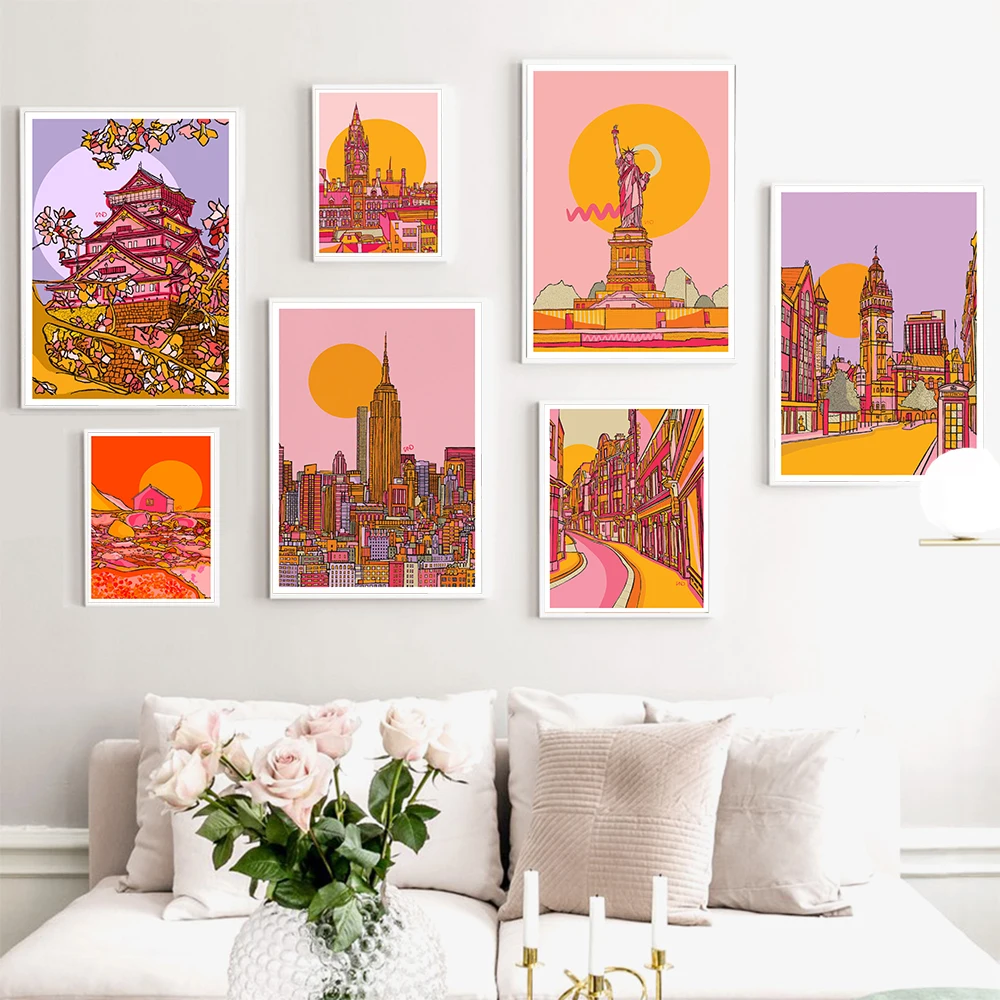 New York Empire State Building Pink Art Print Colourful Landscpe Travel Wall Canvas Poster Pictures Nordic Castle Mural Decor
New York Empire State Building Pink Art Print Colourful Landscpe Travel Wall Canvas Poster Pictures Nordic Castle Mural Decor