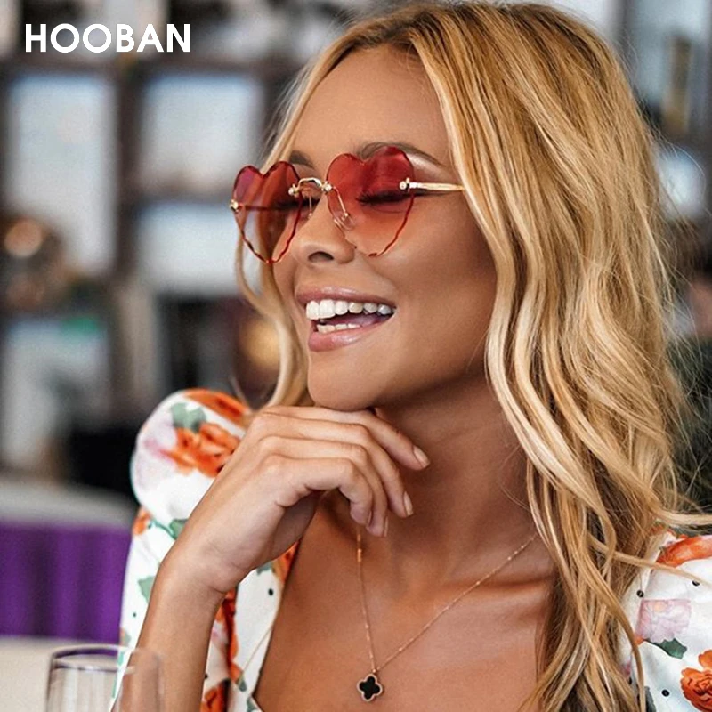Очки солнцезащитные HOOBAN женские в форме сердца модные брендовые дизайнерские