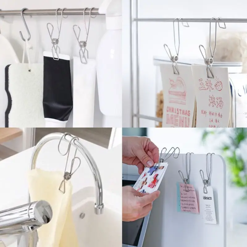 10 Pcs Stainless Steel Laundry Hanging Clip Hook Clothes Peg Boot Hanger Towel Holder Paper Files Binder Clip Snack Seal Storage
10 Pcs Stainless Steel Laundry Hanging Clip Hook Clothes Peg Boot Hanger Towel Holder Paper Files Binder Clip Snack Seal Storage