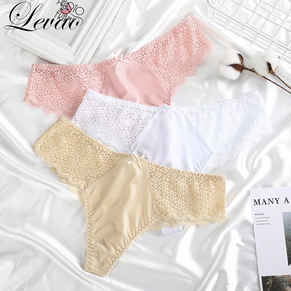 LEVAO Women Sexy Ice Silk Lace Lingerie Thong Panties Female Fashion Floral Hollow Out Exotic Underwear Transparent G String 
LEVAO Women Sexy Ice Silk Lace Lingerie Thong Panties Female Fashion Floral Hollow Out Exotic Underwear Transparent G String
