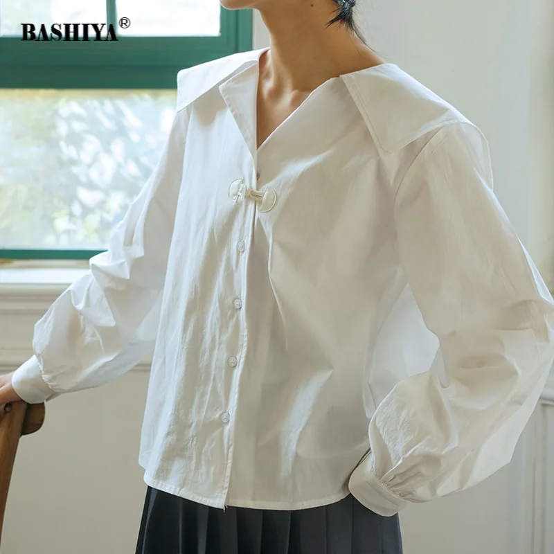 College style navy collar white shirt female lantern sleeves 2020 early autumn new Japanese loose design student shirt
College style navy collar white shirt female lantern sleeves 2020 early autumn new Japanese loose design student shirt