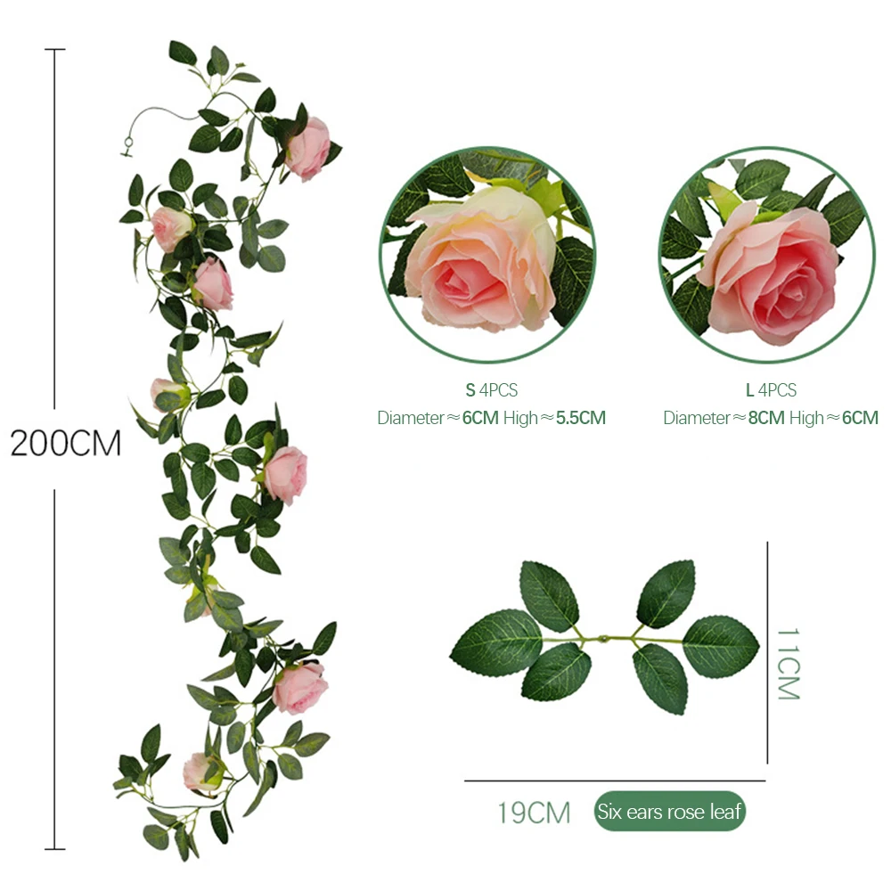 Rose Vine 2m Hanging Artificial Flower Rattan For Wall Decoration Rattan Fake Plants Leaves Garland Romantic Wedding Home Decor
Rose Vine 2m Hanging Artificial Flower Rattan For Wall Decoration Rattan Fake Plants Leaves Garland Romantic Wedding Home Decor