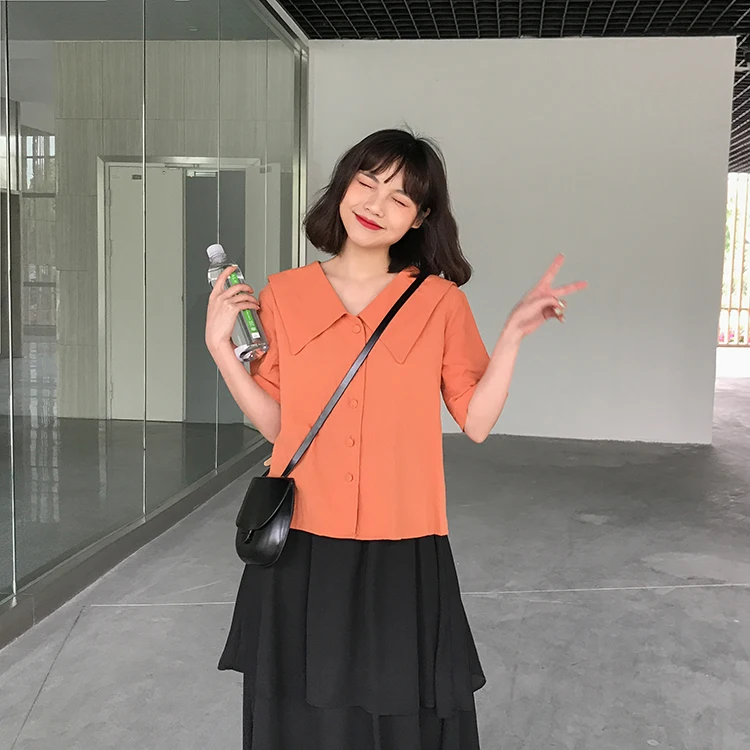 Blusas 2021 Summer Solid women tops blouse Chiffon Blouse Woman Preppy Style Lapel Short Sleeve Woman Shirts Cute New Tops 10201
Blusas 2021 Summer Solid women tops blouse Chiffon Blouse Woman Preppy Style Lapel Short Sleeve Woman Shirts Cute New Tops 10201