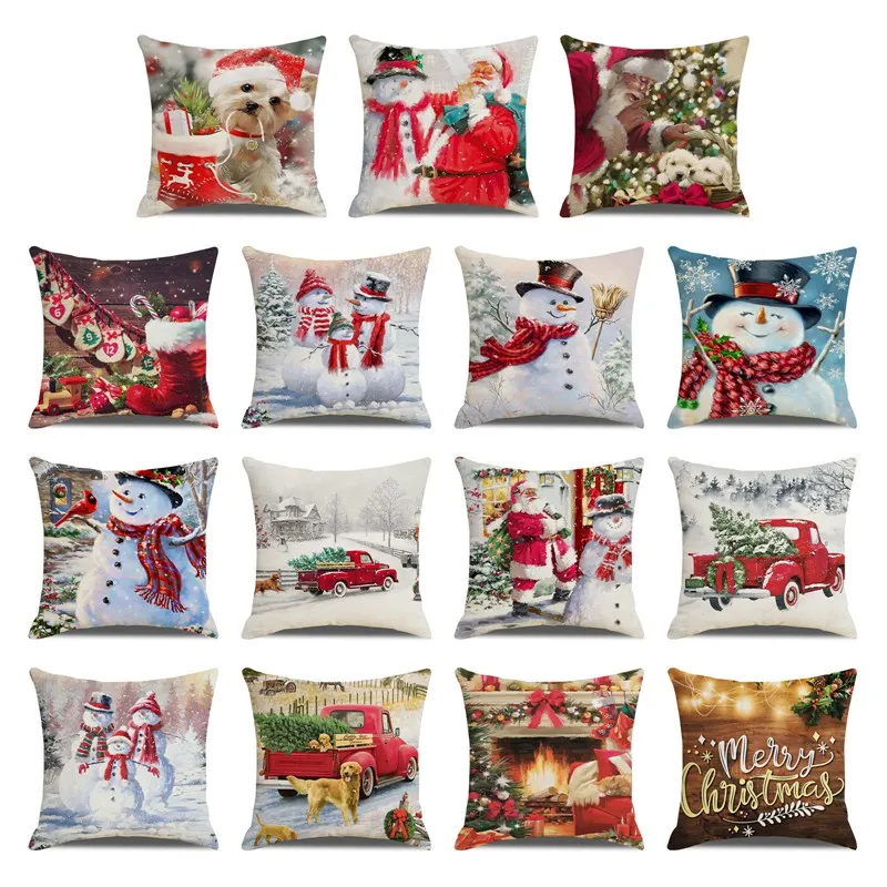 Merry Christmas Santa Claus Cushion Cover Decor Cute Cartoon Snowman Red Truck Linen Pillow Case for Living Room Sofa 45x45cm
Merry Christmas Santa Claus Cushion Cover Decor Cute Cartoon Snowman Red Truck Linen Pillow Case for Living Room Sofa 45x45cm
