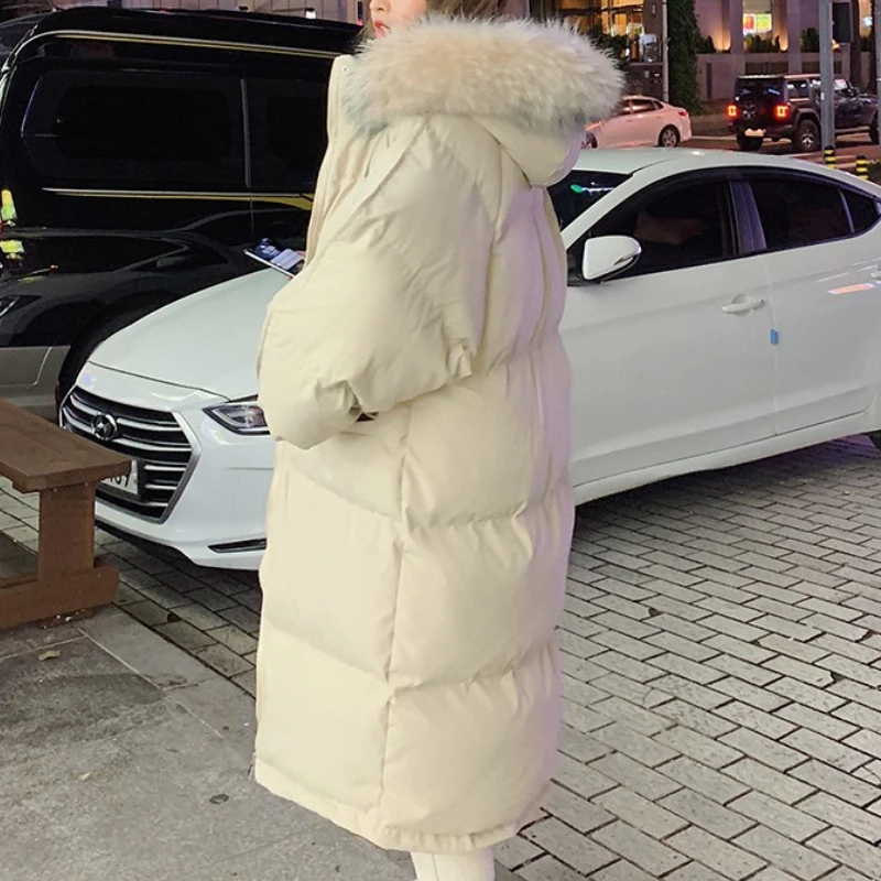 Женский зимний пуховик пальто с капюшоном теплая длинная одежда модная