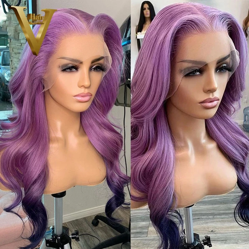 Ombre Light Purple Colored Human Hair Wigs Brazilian Remy Transparent Lace Wigs For Women Pre Plucked Body Wave Wig 180 Density
Ombre Light Purple Colored Human Hair Wigs Brazilian Remy Transparent Lace Wigs For Women Pre Plucked Body Wave Wig 180 Density