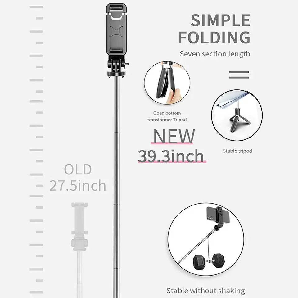 Multifunctional Wireless Bluetooth Selfie Stick Tripod Foldable Tripod Monopods for SmartPhones for Gopro Sports Action Camera
Multifunctional Wireless Bluetooth Selfie Stick Tripod Foldable Tripod Monopods for SmartPhones for Gopro Sports Action Camera