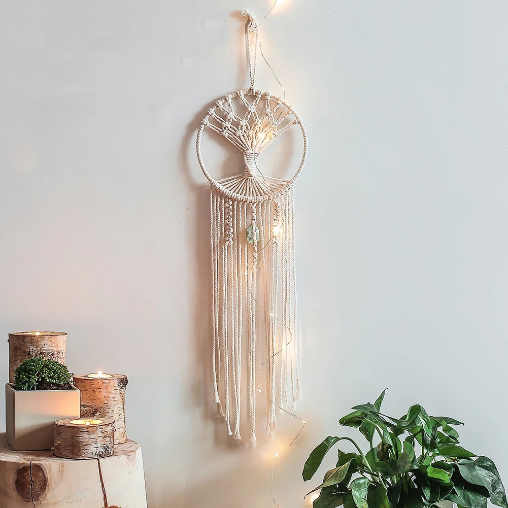 Handmade Macrame Dream Catcher Green Stone Embellished Long Tassel Hanging Pendant Wall Woven Decoration Bedroom Home Decor
Handmade Macrame Dream Catcher Green Stone Embellished Long Tassel Hanging Pendant Wall Woven Decoration Bedroom Home Decor