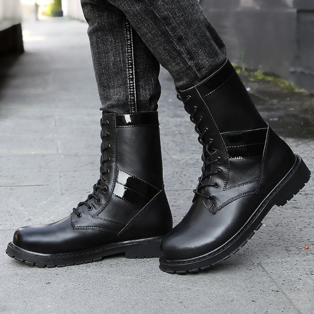 Men Outdoor Plus Size Round Toe Long Boots Black Lace Up Motorcycle Boots Comfortable Men Puncture Proof Safety Shoes 7.18
Men Outdoor Plus Size Round Toe Long Boots Black Lace Up Motorcycle Boots Comfortable Men Puncture Proof Safety Shoes 7.18