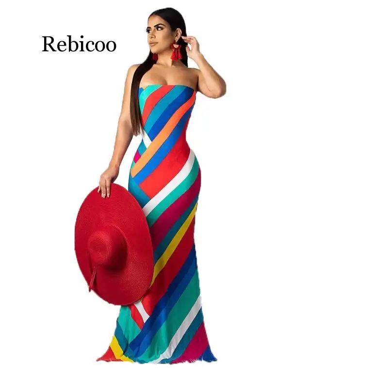 new women colorful stripes strapless bodycon mermaid maxi midi dress beach party club long dresses beach outfit
new women colorful stripes strapless bodycon mermaid maxi midi dress beach party club long dresses beach outfit