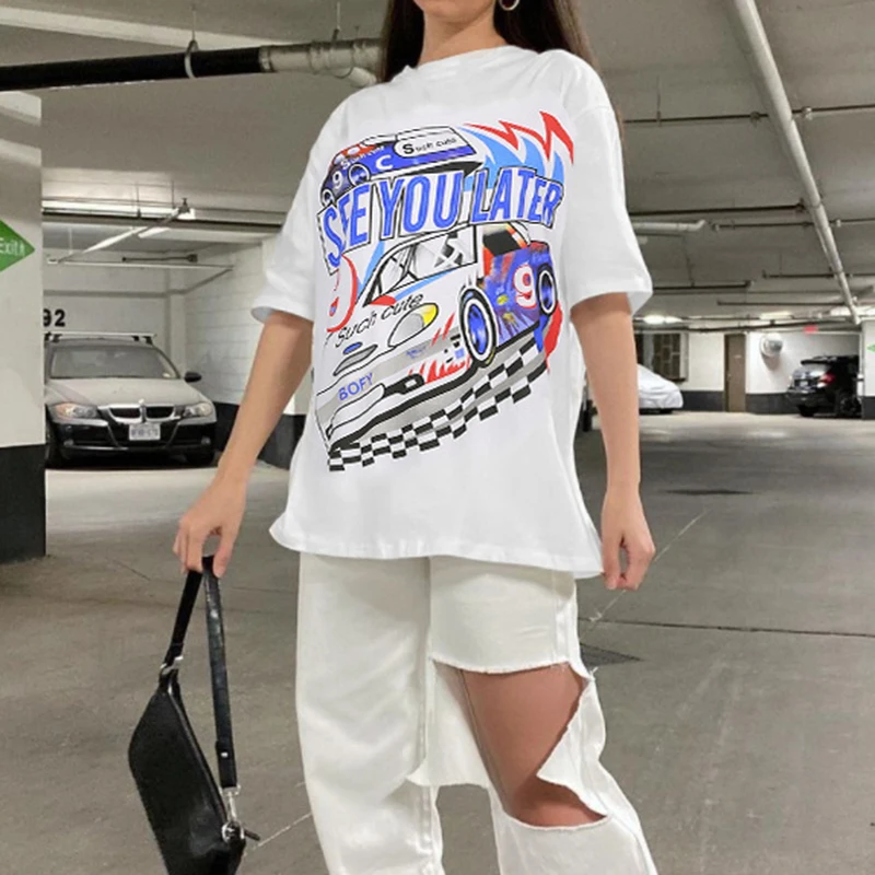 Waatfaak Cartton Print 90S Vintage T-shirt Woman White Harajuku Streetwear Oversize T Shirt Summer Top Leisure Tee Shirt 2021
Waatfaak Cartton Print 90S Vintage T-shirt Woman White Harajuku Streetwear Oversize T Shirt Summer Top Leisure Tee Shirt 2021