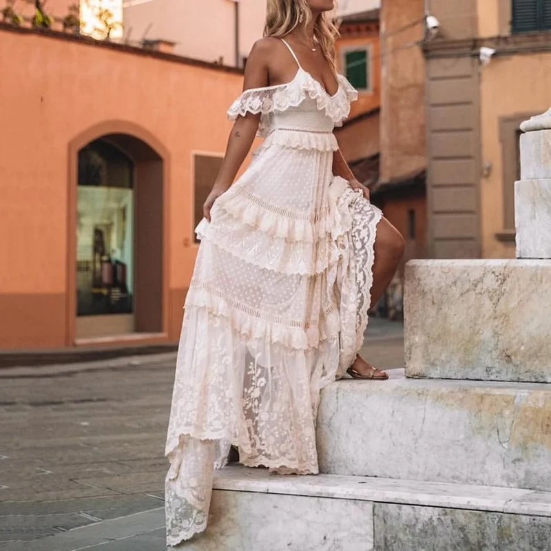 Women White Cake Dress Sumner Sexy Elegant Maxi Bohemian Sundress Cottagecore Mesh Lace Long Dresses Spaghetti Strap Beach Party
Women White Cake Dress Sumner Sexy Elegant Maxi Bohemian Sundress Cottagecore Mesh Lace Long Dresses Spaghetti Strap Beach Party