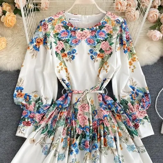 Elegant Floral Lantern Sleeve Mini Dress Summer Autumn Streetwear Holiday Short Dress Ladies Vintage O Neck A Line Party Vestido
Elegant Floral Lantern Sleeve Mini Dress Summer Autumn Streetwear Holiday Short Dress Ladies Vintage O Neck A Line Party Vestido