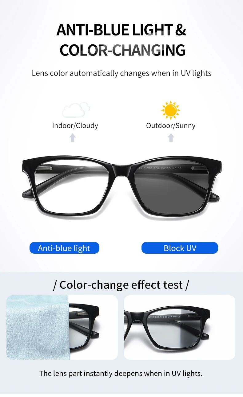 Smart Light-resistant Blue light Color changing Glasses Tr90 Full-frame Retro Flat Mirror with Myopia discolor Glasses
Smart Light-resistant Blue light Color changing Glasses Tr90 Full-frame Retro Flat Mirror with Myopia discolor Glasses