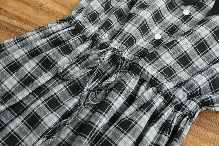 6835 Mori Girl Autumn Women Japan Style Fresh Bow Turn-down Collar Plaid Elastic Waist Dress Cotton and Linen Midi Dresses
6835 Mori Girl Autumn Women Japan Style Fresh Bow Turn-down Collar Plaid Elastic Waist Dress Cotton and Linen Midi Dresses