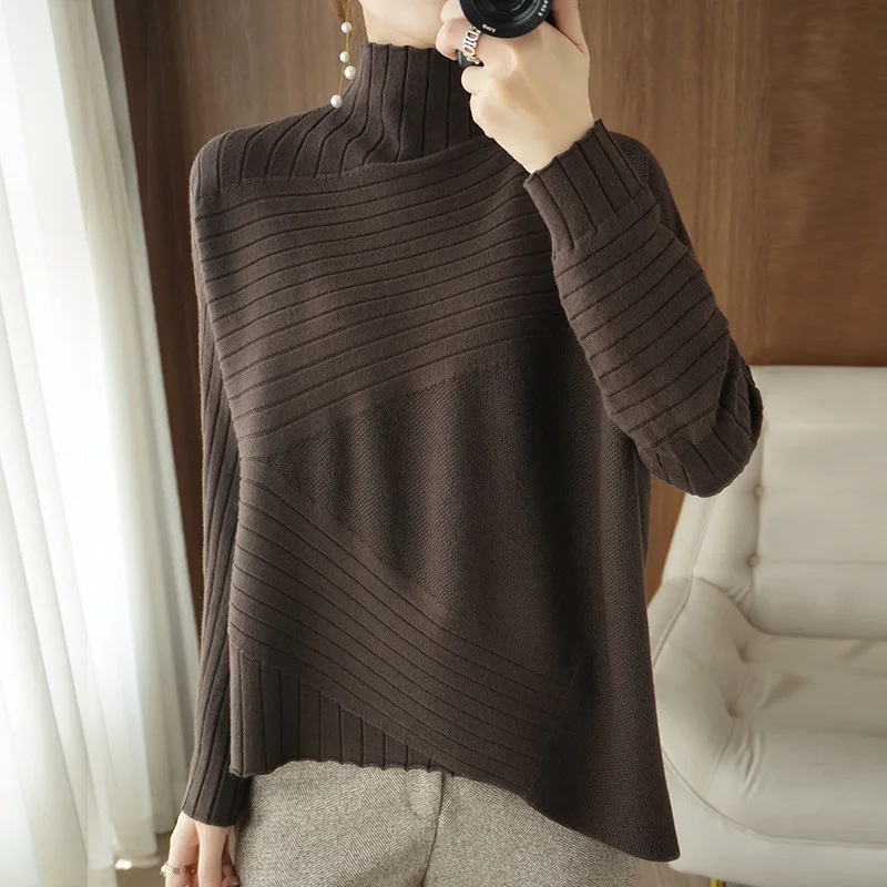Irregular Turtleneck Autumn Winter Sweater Loose Casual Knitted Pullover Solid Color Bottoming Shirt Literary Retro Jumpers T208
Irregular Turtleneck Autumn Winter Sweater Loose Casual Knitted Pullover Solid Color Bottoming Shirt Literary Retro Jumpers T208
