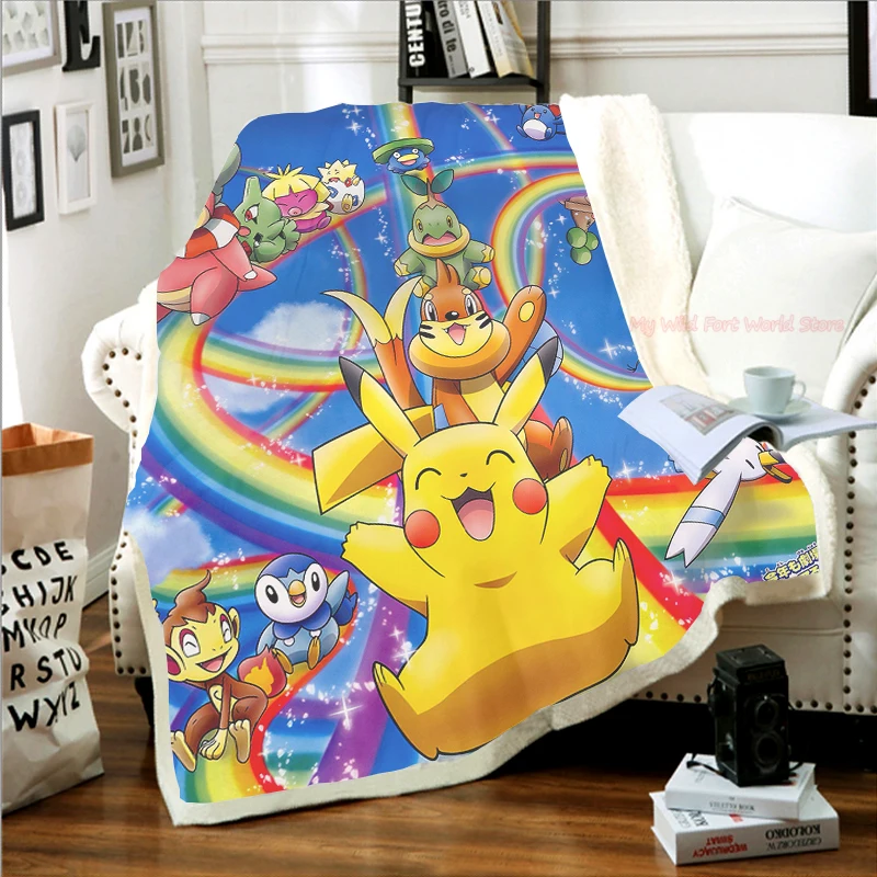 Мягкое теплое Флисовое одеяло Pokemon Pikachu зимнее покрывало легкое тонкое