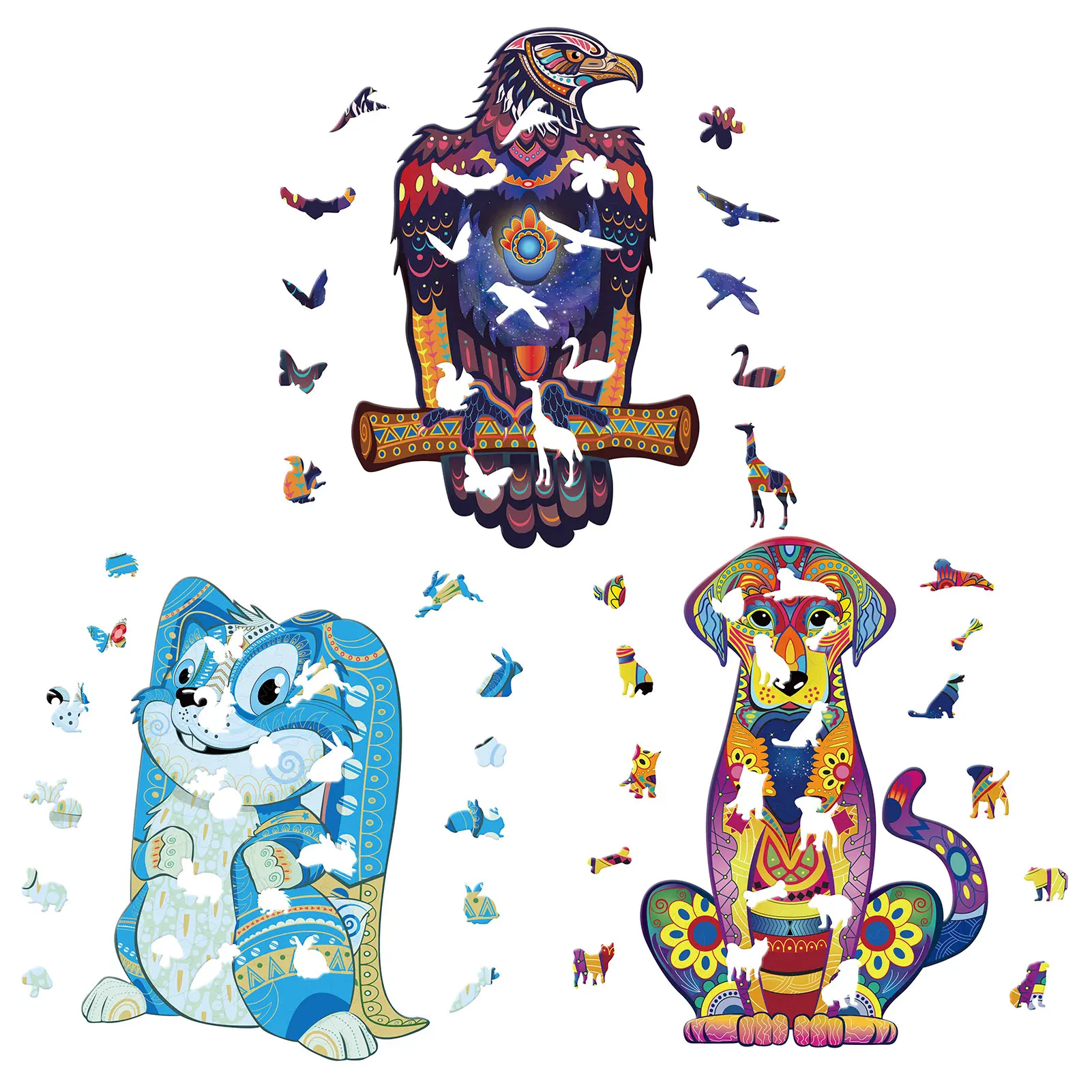 Wooden Puzzles - Unique Shape Puzzle Pieces Best Gift For Adults And Children Bald Eagle Lop-eared Rabbit Puzzle
Wooden Puzzles - Unique Shape Puzzle Pieces Best Gift For Adults And Children Bald Eagle Lop-eared Rabbit Puzzle