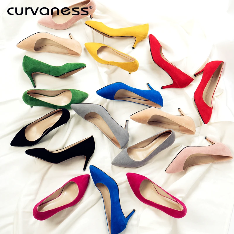 Curvaness/женские пикантные туфли лодочки обувь из натуральной кожи на высоком