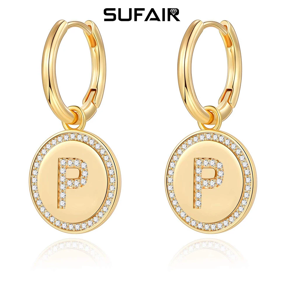 

Sufair 925 Sterling Silver Dangle Initial Hoop Earrings for Women 14k Gold Filled Tiny Dainty Letter Earrings Jewelry Gift