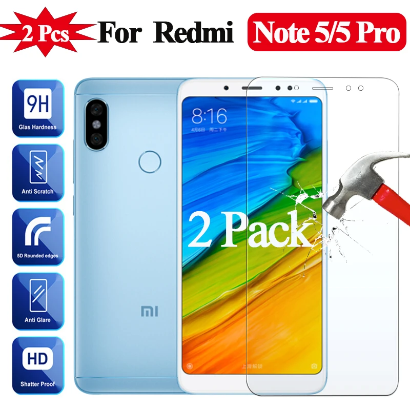 2 шт. закаленное стекло для Xiaomi Redmi note 5 5pro защитное 5note Note5pro Redimi Not5 защита экрана Remi
