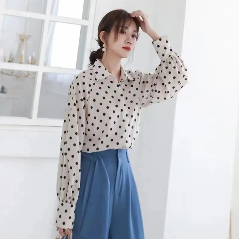 Elegant Office Lady Blouse Women Shirts Casual Polka Dot Long Sleeve Turn Down Collar Office Wear Single Breasted Chic Tops
Elegant Office Lady Blouse Women Shirts Casual Polka Dot Long Sleeve Turn Down Collar Office Wear Single Breasted Chic Tops