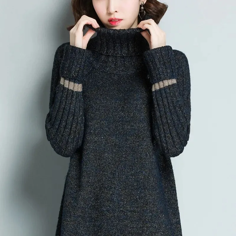 Long Sweater Dress New Women Pullover 2021 Autumn Winter Striped Loose Sweater High collar Long Sleeve Cusual Shirt Female Tops
Long Sweater Dress New Women Pullover 2021 Autumn Winter Striped Loose Sweater High collar Long Sleeve Cusual Shirt Female Tops
