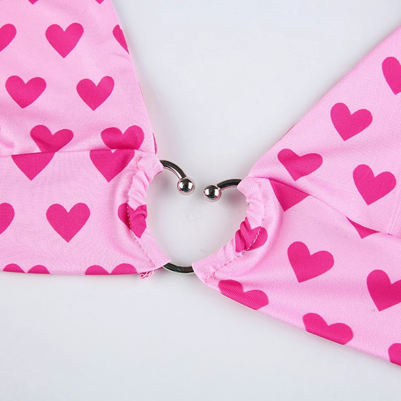 Love Heart Printing Metal Buckle Sexy V-Neck Umbilical Hanging Neck Strap Halter Tops
Love Heart Printing Metal Buckle Sexy V-Neck Umbilical Hanging Neck Strap Halter Tops