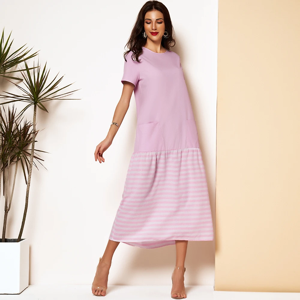 New Summer Dress Women 2022 Purple Splicing Striped Patchwork O-neck Short Sleeve Loose Casual College Sweet Dresses With Pocket
New Summer Dress Women 2022 Purple Splicing Striped Patchwork O-neck Short Sleeve Loose Casual College Sweet Dresses With Pocket