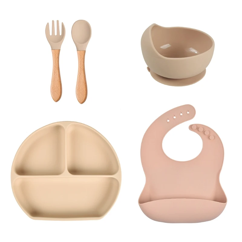 5 Pcs Baby Silicone Bibs Divided Dinner Plate Sucker Bowl Spoon Fork Set Training Feeding Food Utensil Dishes Tableware Kit H055
5 Pcs Baby Silicone Bibs Divided Dinner Plate Sucker Bowl Spoon Fork Set Training Feeding Food Utensil Dishes Tableware Kit H055