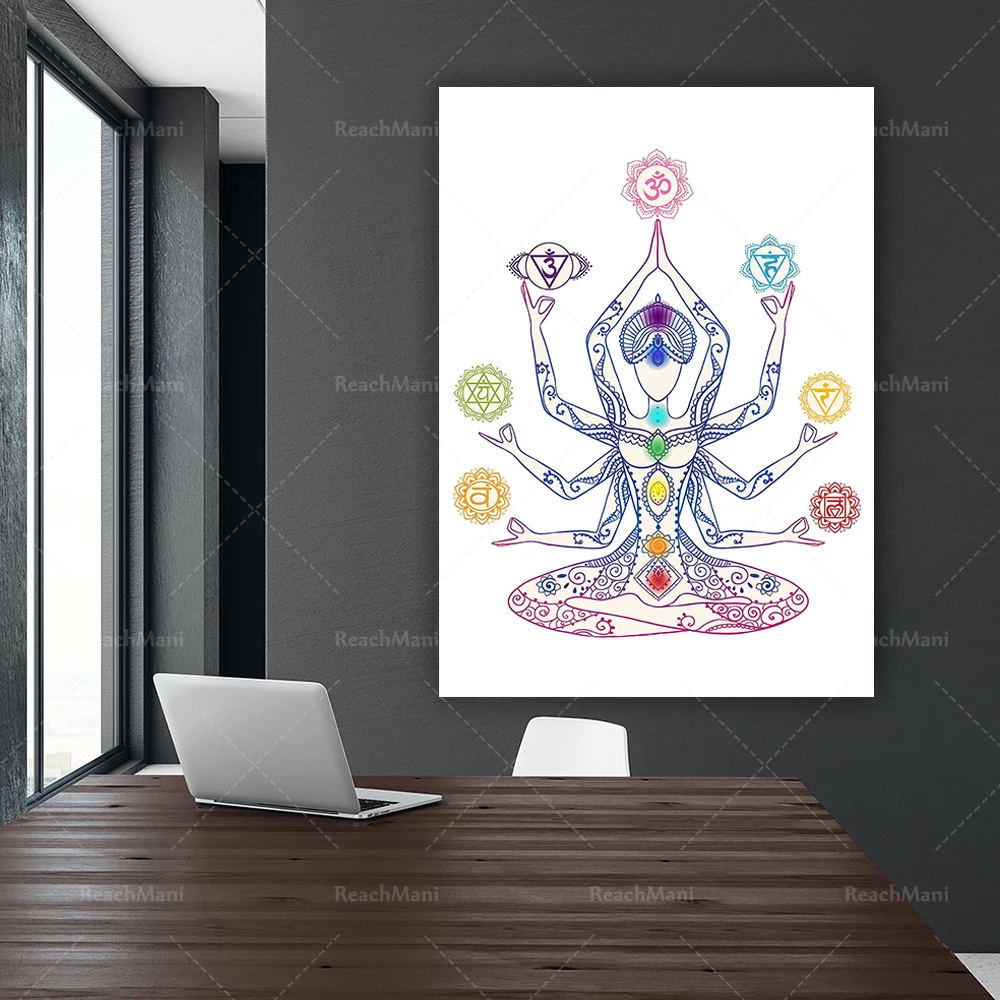 

Chakra Art Poster, Chakra Meditation Art, Yoga Studio Decor, The Seven Chakras Print, Yoga Lover Gift, Yoga Art Print