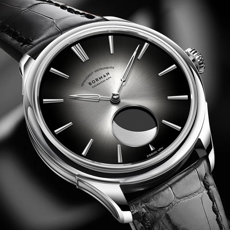 

New Switzerland Luxury Brand BORMAN Automatic Mechanical Men's Watches 50M Waterproof Skeleton Sapphire Moon Phase Clocks BM3541