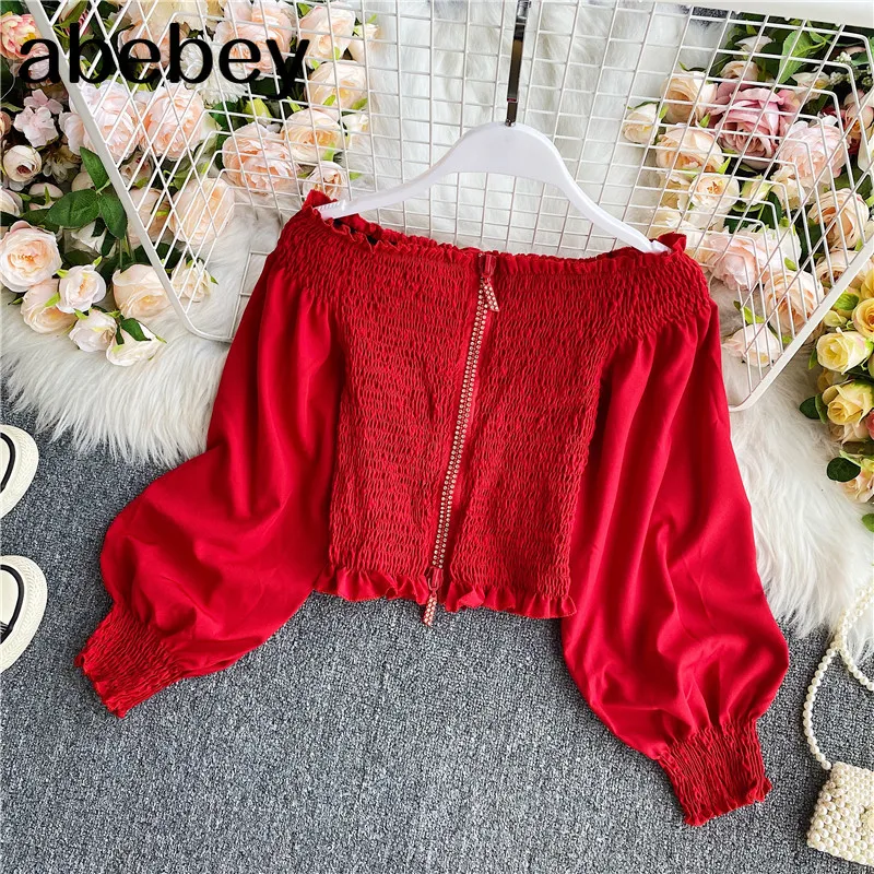 Женская короткая футболка с открытыми плечами, на молнии, с оборками
Женская короткая футболка с открытыми плечами, на молнии, с оборками