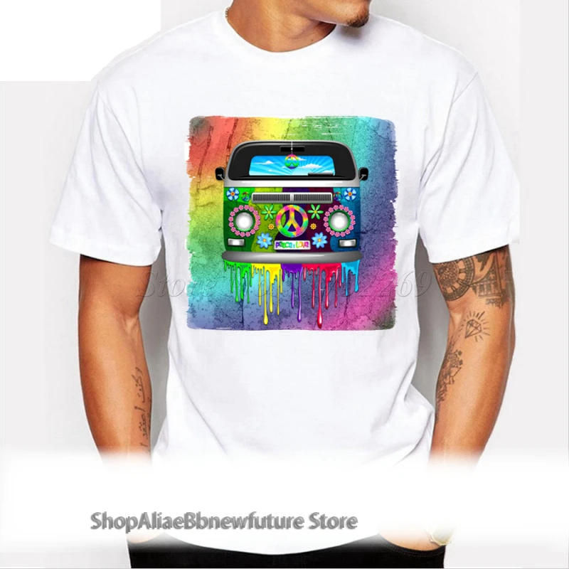 New fashion men's Hippie Van Dripping Rainbow Paint neon color printed t-shirt male short sleeve casual tee funny cool tops
New fashion men's Hippie Van Dripping Rainbow Paint neon color printed t-shirt male short sleeve casual tee funny cool tops