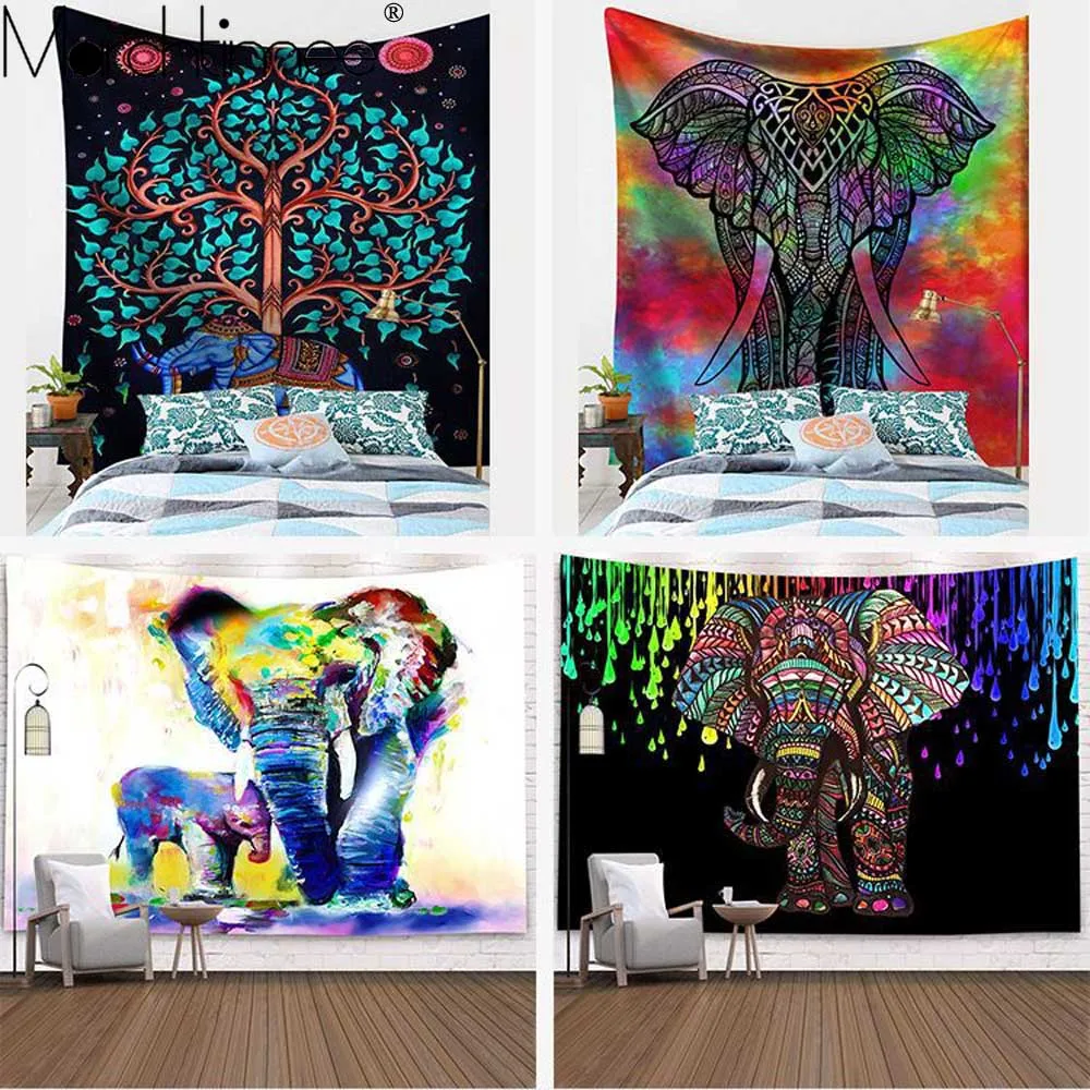 

Boho Mandala Elephant Tapestry Wall Hanging Witchcraft Wall Cloth Tapestries Art Psychedelic Hippie Tapestry Macrame Wall Carpet